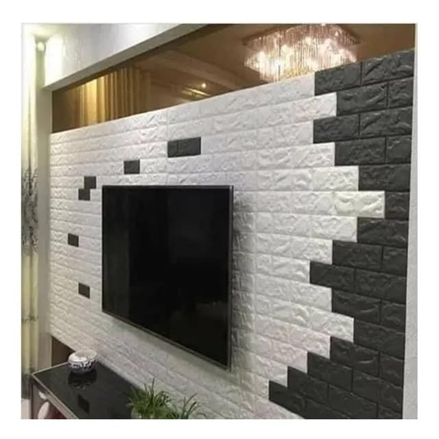 Image of Self-Adhesive Waterproof PE Foam 3D Wall Panels Wallpaper Sticker for Bathroom, Living Room, and Home Decoration (70 x 77cm, Appx. 5.8Sq Feet) (40, White)