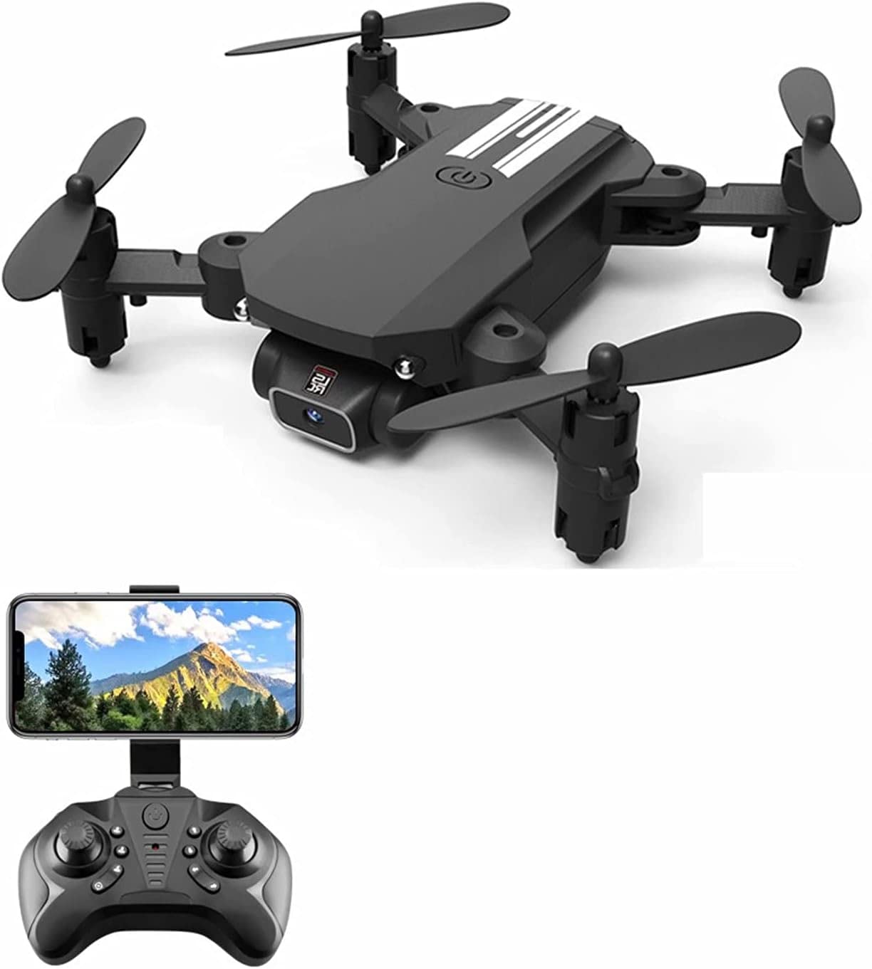 GPS drone with camera 4K - foldable mini drone with remote control HD WiFi camera 2.4 GHz 3D flips and twist function perfect for beginners and advanced dreamers (Black)