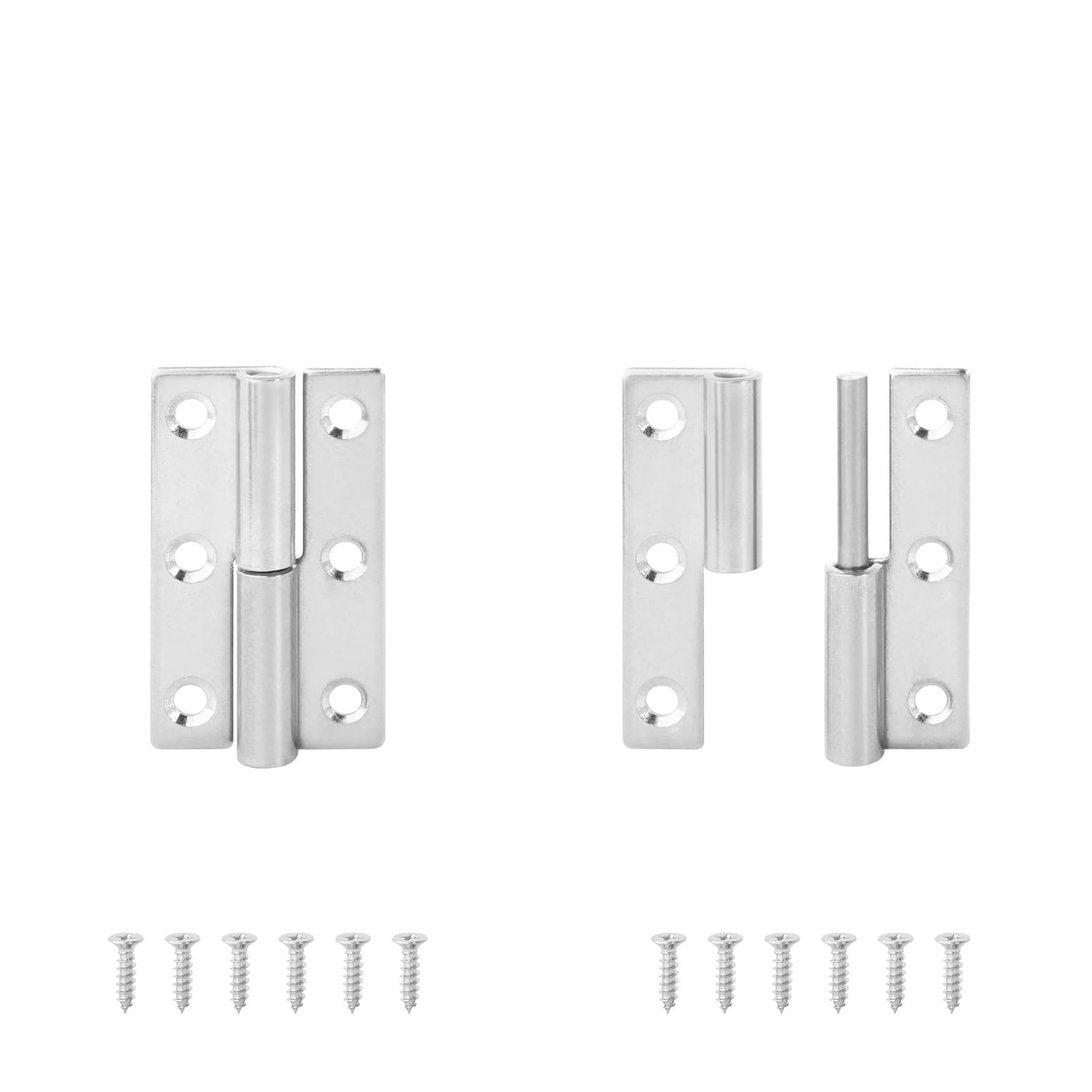 Window Hinge 2PCS Stainless Steel Detachable Hinge 270 Degree Black Removable Wooden Furniture Door Hinges for Cabinet Cupboard Closet Box for Cabinet, Door, Window(StainlessSteel64mm R)