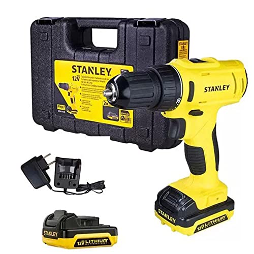 STANLEY Parafusadeira e Furadeira de Impacto de 3/8 Pol. (10mm) com 2 Baterias Bivolt 12V Ion-Litio 1.5Ah e Maleta SCD121S2K