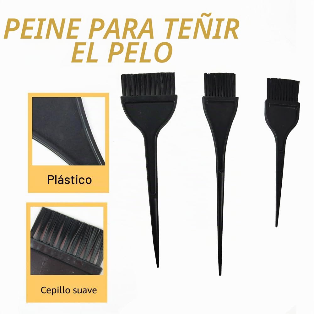 Juego de brochas para teñir el cabello, 3 herramientas para colorear con peine de teñido para bricolaje