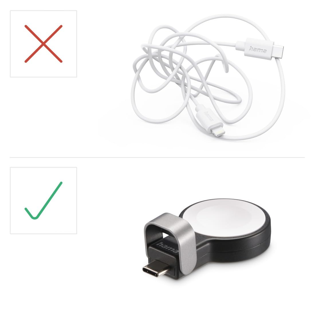 Hama ładowarka magnetyczna do Apple Watch (bezprzewodowa, do zegarka, smartwatcha, przenośna, szybka) czarna