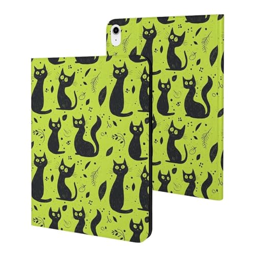 Étui iPad 11" anti-rayure avec veille automatique motif chat vert