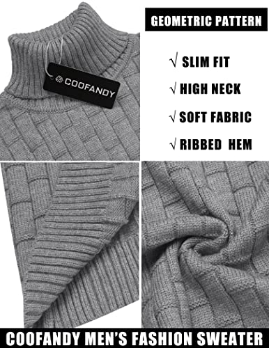 Coofandy Men's Turtleneck Sweaters Slim Fit Knitted Pullover Soft Thermal Ribbed High Neck Sweaters, Grey S #TOP3