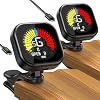 New Bee Guitar Tuner Clip-On Rechargeable with Color Screen 360 Rotatable Acoustic Chromatic Open Tuning for Guitar, Bass, Ukulele, Violin (Black, 2 Pack)