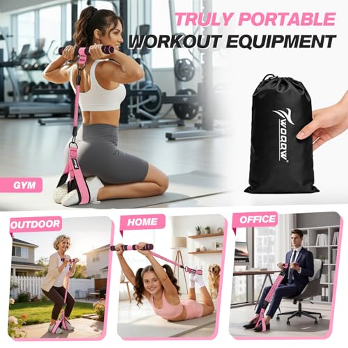 Image of WOQQW Multifunction Pedal Resistance Band with Handle, Upgraded 3 Tube Adjustable Foot Resistance Bands for Core, Arm, Legs, Body Puller Trainer - Sit Up Exercise Equipment for Women Men