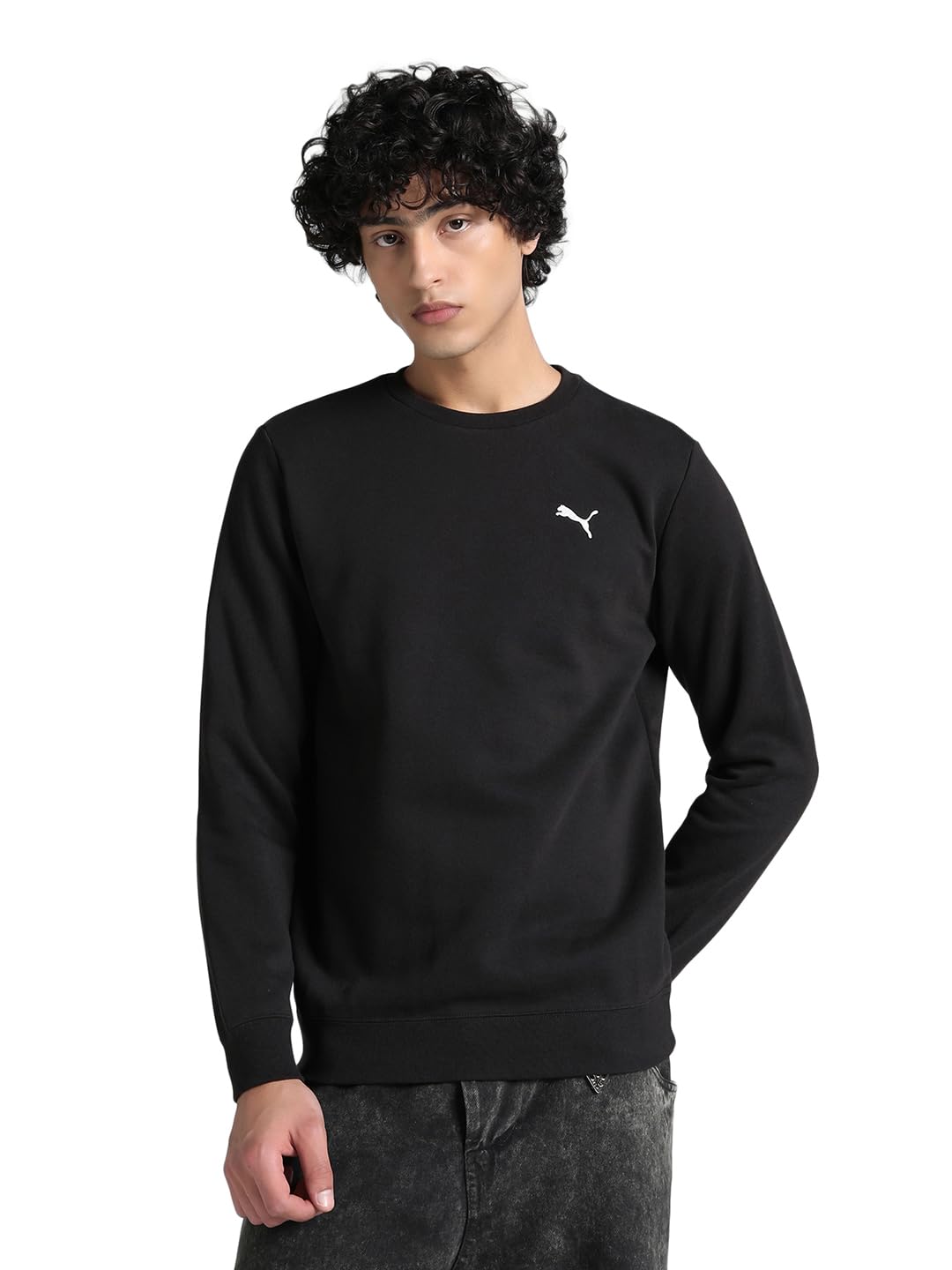 PUMA Mens Fl Crew Sweats, Puma Black, M EU