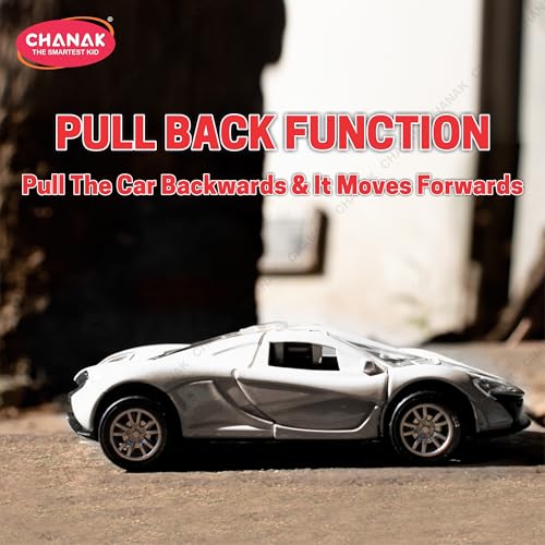 Image of Chanak Die Cast Car for Kids Alloy Metal Pull Back Car Toy Car Toy Vehicle with Openable Doors & LED Lights Cars for Kids Collectible Toy Vehicle Gift for Kids Boys Girls BIS Approved (White)