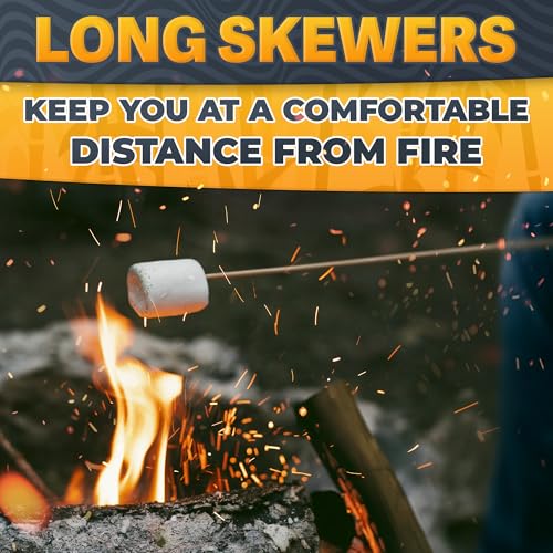 50 Pcs Bamboo Skewers for Grilling – 36 Inch Long Marshmallow Roasting Sticks for Campfire – Smores Sticks for Fire Pit to Making Kabobs, Hot Dog, Fruit, Crafts & Flower Bouquets