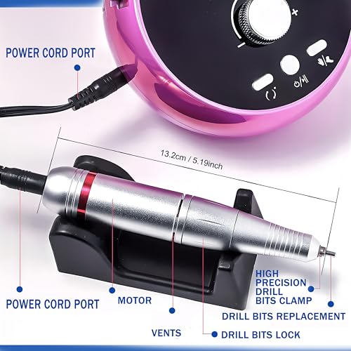 Taladro Eléctrico Profesional para Uñas 45000RPM miniatura 4