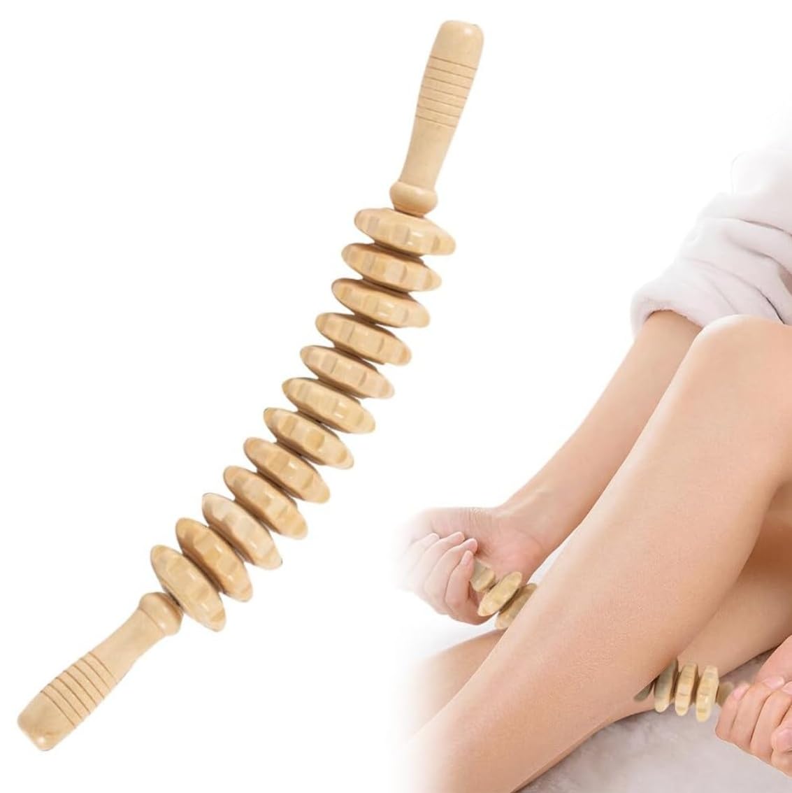 Kruvad Wooden Massager 12 Roller Stick Gua Sha Massage Tool Pain Relief 12 Wheels Curved Roller Stick Manual Body Therapy Massager for Cellulite, Muscle & Lymphatic Drainage (B0CLNQD5Q8) Amazon Price History, Amazon Price Tracker