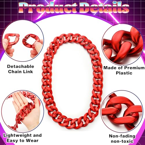 Big Chain Necklace Detachable Hip Hop Rapper Fake Chain Plastic Necklace 80s 90s Costume3