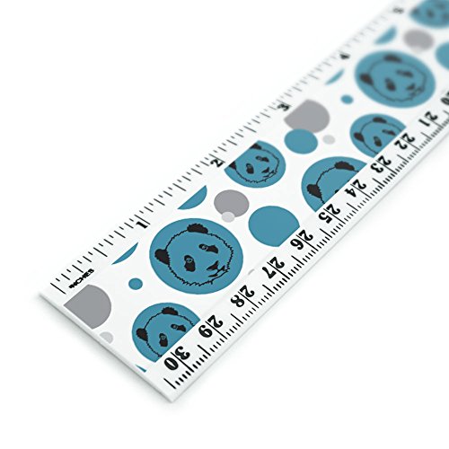 Panda Face Cute on Blue 12 Inch Standard and Metric Plastic Ruler