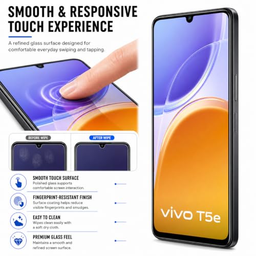 Image of FIRST MART Tempered Glass for Vivo T5e, 9H Full-Glue Screen Protector, 3D Edge-to-Edge, HD Clear, Oleophobic, Case-Friendly, Black, Pack of 1