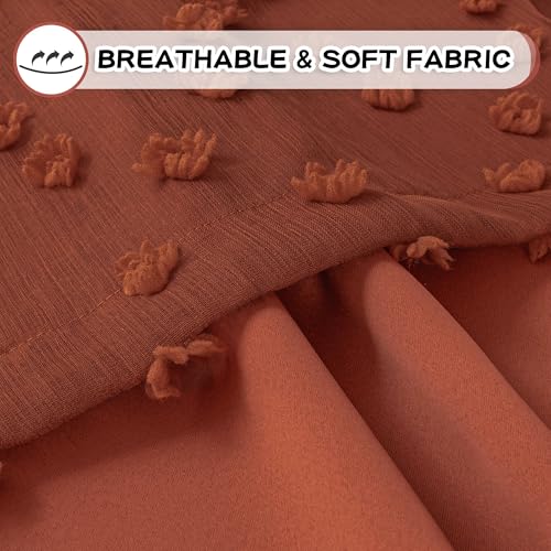Image of MYSKY HOME Double Layer Boho Curtains for Bedroom 63 Inches Length Long Terracotta Pom Pom Sheer Window Drapes 2 Panels Girls Curtain Room Darkening Grommet Blackout Curtains, W52 X L63