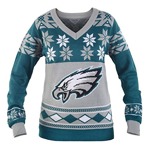 NFL Women's V-Neck Sweater, Philadelphia Eagles, Small