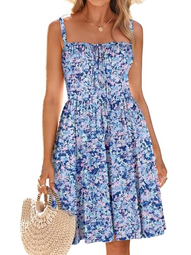 Image of YIOYOLA Womens Summer Mini Corset Casual Dresses Spaghetti Straps Lace Up Vacation Beach Sundress with Pockets 2026
