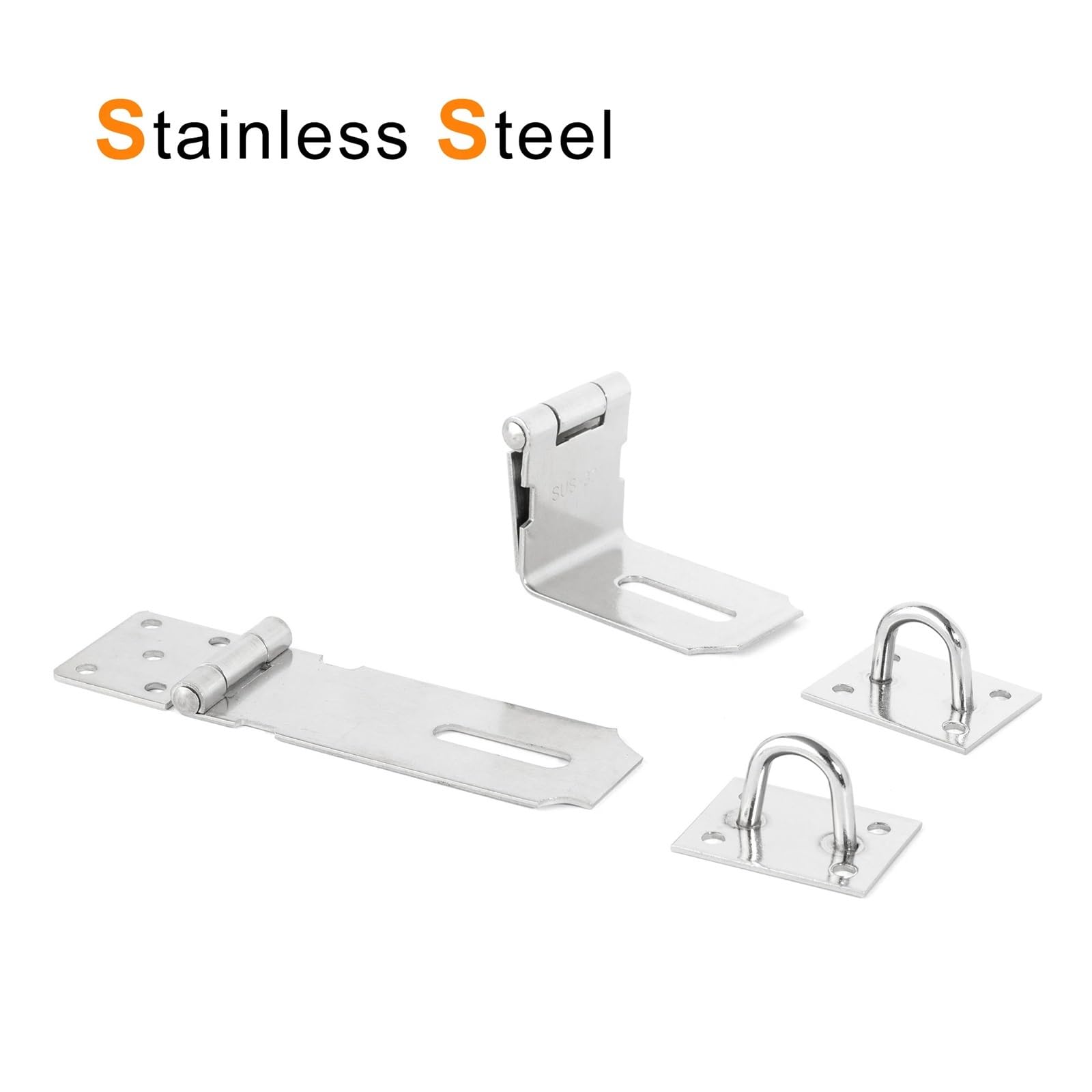 Verrou de porte en acier inoxydable argenté pour porte en bois (droit inoxydable)