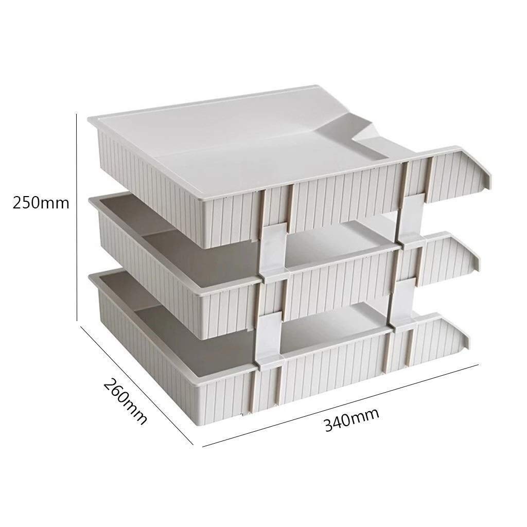 Bandejas apilables de plástico para organizar cartas de escritorio para documentos de escritorio y almacenamiento de papel, soporte de archivos de carga frontal