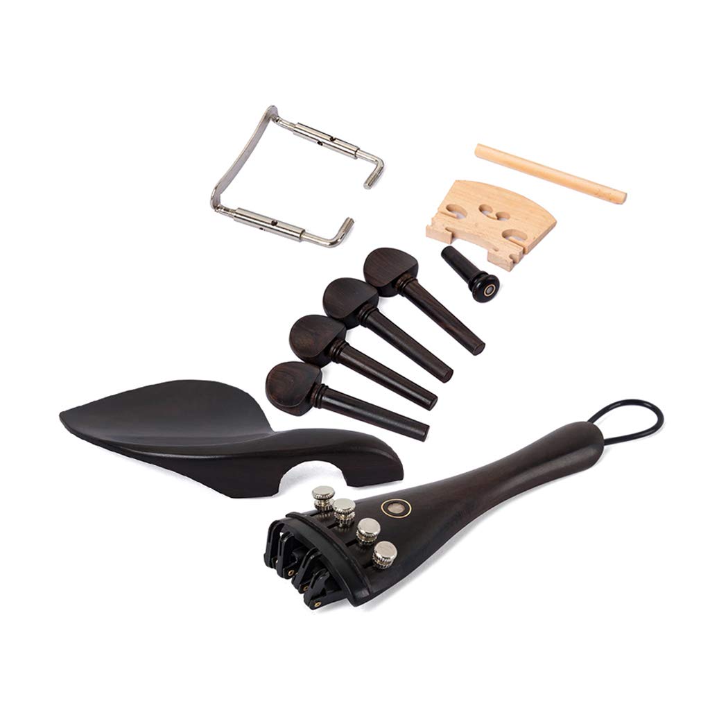 Alnicov Kit de violín 4/4 de tamaño completo, accesorios de violín, clavija de afinador fino, soporte de barbilla, pasador de extremo para piezas de repuesto de violín 4/4, 15 piezas
