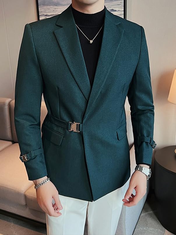 Men's Summer Casual Blazer with Belt Lightweight Coats Suit Jacket Spring Blazer2