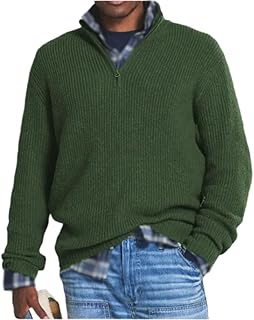 DYJAGYO Jersey de Cachemira con Cremallera para Hombre,Jersey de Cuello Alto para Hombre,Jersey de Cuello Alto de Punto para Hombre