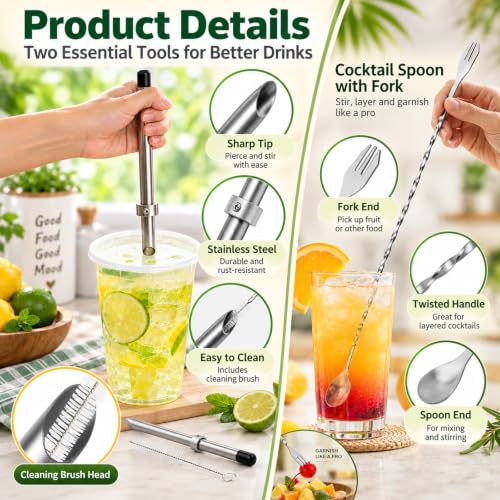 4-Piece Straw Puncher and Muddler Set for Lemonade Plastic Cup Lids - Image 3