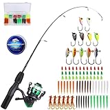 Sougayilang Ice Fishing Combos, Sensitive Ice Spinning Reel and Fishing Rod Combo with Ice Jig Lures for Trout, Walleye, Perch, Panfish Bluegill Crappie(26'' Medium)