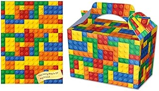 MustBeBonkers 20 x Bricks/Building Blocks Food Boxes WITH Matching Party Loot Bag -