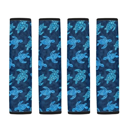 Image of AFPANQZ Blue Sea Turtle Auto Seat Belt Cover Pads for Men Women 2 Piece Safety Seatbelt Pad Cushion Universal Fit for Truck Van Sedans SUVs Bohemian Red Shoulder Strap Pads