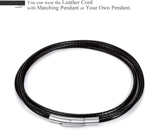 Miniatura 5 de Stainless Steel Pendant Necklace for Men Women, Cool Punk Shark Teeth Necklace, Cross Necklace, Star Of David Necklace, Black Leather Cord, Come