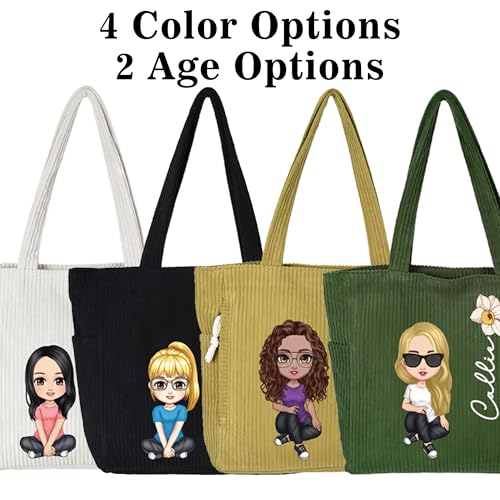 Bolso Tote de Pana Personalizado para Mujer miniatura 4