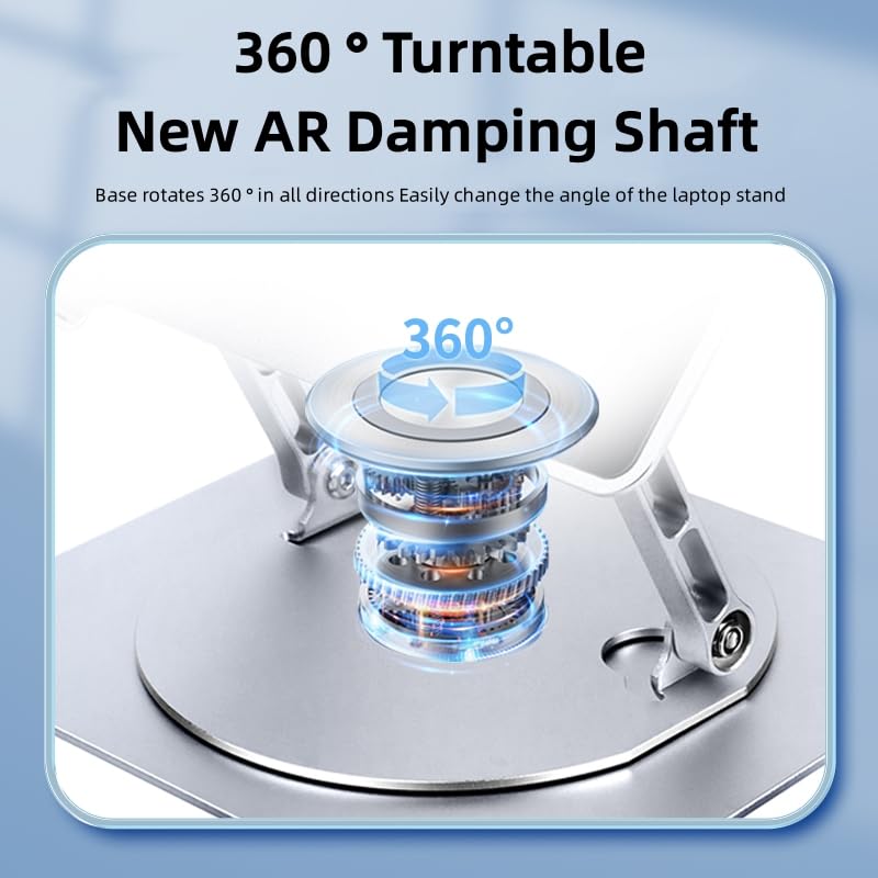 MOCA Laptop Stand for Desk, Adjustable Laptop Stand with 360° Rotating Base for MacBook, Hp, Xps, Acer & More Laptop Riser for Work,Portable Laptop Stand, fits for All 10-17" Laptop (Silver) 14 51TZ67Nqm8L