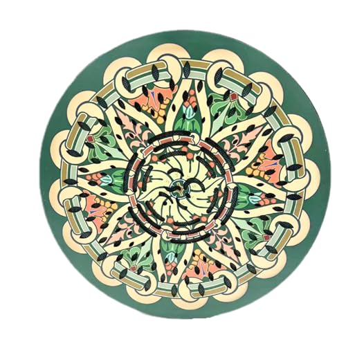 summvox 12 inch Wooden Ocean Drum Sound Healing Wave Drum, Onomatopoeic Hand Drum, Pleasant sound Release Pressure, Gift For Yoga Meditation Performance Accompaniment (Green Flower)