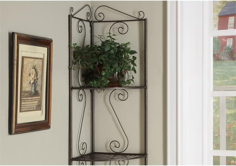 Coaster Home Furnishings Corner Bookcase with Decorative Scrolls Copper