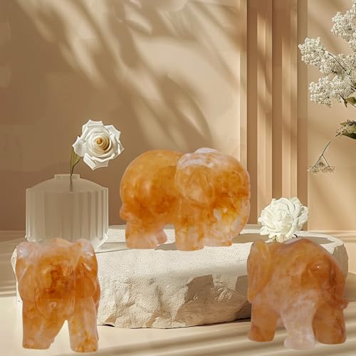 Figurita de elefante de cristal citrino 2'' para decoración miniatura 5