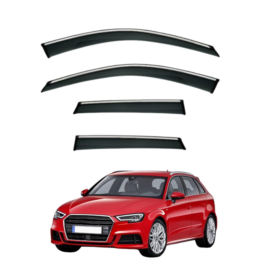 QOEMRHELT 4pc Set In-Channel Wind Deflectors, for A3 Sportback 8V 2014-2020 Window Visors Rain Guards Vent Visors Rain & Sun Protection,Car Accessories