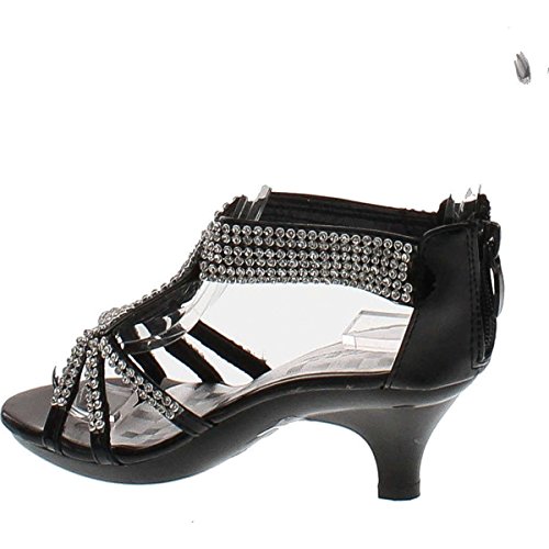 Forever Link Girls Angel-37K Dressy Heel Sandals,Black,23
