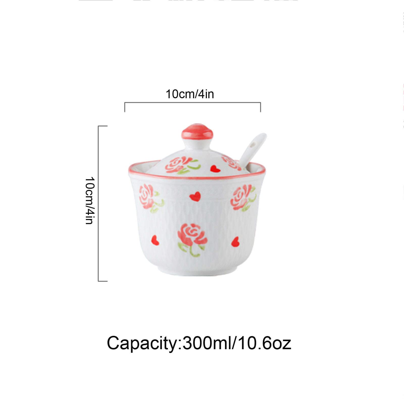 HLTYGWX Zuckerdose, Gewürzbehälter, Zuckerdose mit handgezeichnetem Muster und Deckel, Zuckerdose in Teetassenform aus Keramik, Kaffeezubehör, Zuckerausgießer, Küchenaufbewahrung, Bauhinia, 3er-Set,