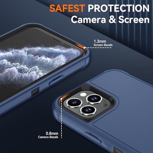 Image of SunStory Compatible with iPhone 11 Pro Max Case with HD Screen Protector, 3-Layer Heavy Duty Full-Body Cover,3 in 1 Hybrid Protective Case for iPhone 11 Pro Max 6.5 inch,Blue