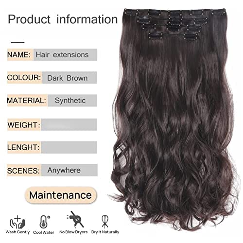 Image of Chaam Women's Full Head 18 Inch Cotton Lace Hair Extension Wig - Synthetic Natural Wavy Brown Hair Pieces with 5 Clip Wig Cheap Fluffy & Not Tangled (110 Gram)