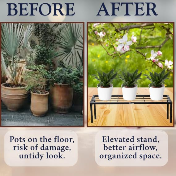 Image of Niyara || Metal Planter Stand || Plant Stand for Pots|| Outdoor Plant Stand (8 Inch Height Set OF 4)