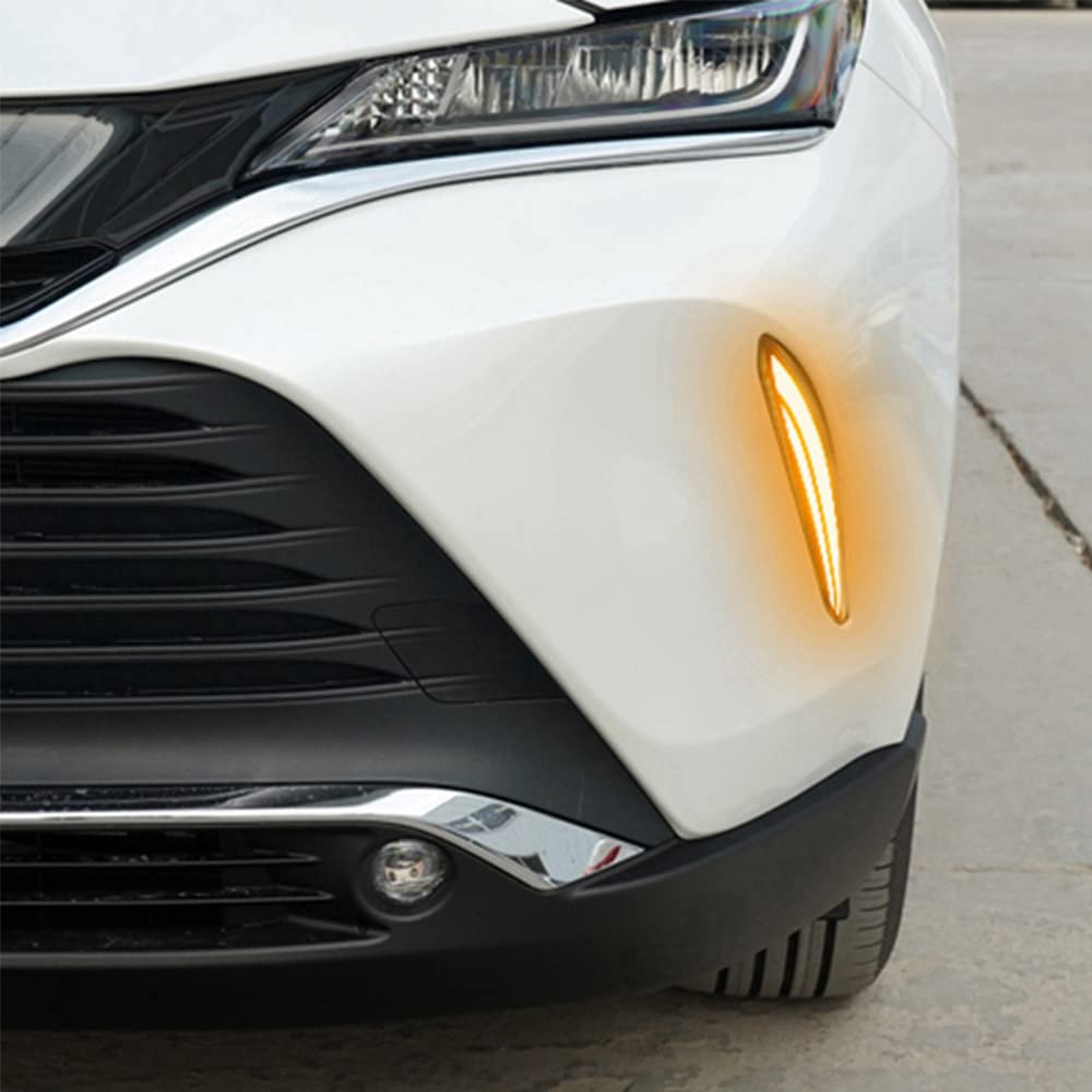 Riloer 1x Luci di marcia diurna DRL Luce bianca compatibile con T0Y0TA Venza Harrier 2021-2022, Sequenziale Scorrimento Anteriore Guida Ambra Foglight Segnale di direzione Luce notturna blu