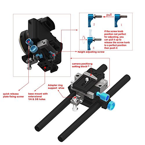 Fotga DP500 III Camera Cage with Top Handle and 15mm Baseplate Rail Rod Rig System for Sony A7 A7R A7Rs II III A9 A6000 A6300 A6500 Panasonic GH3 GH4 GH5 GH5s Canon EOS 6D 7D 5D Mark II III Nikon D850