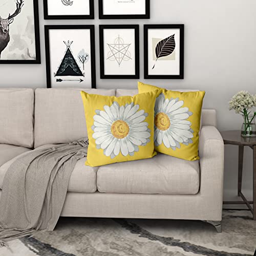 Kawani Spring Summer Pillow Covers 18X18 In Yellow Daisy Floral Couch Pillow Cases Set Of 2 Flower Bloom Farmhouse Throw Pillows Spring Decor For Room Bedroom Cushion Outdoor #TOP6