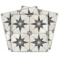 Peel and Stick Floor Tile Vintage DIY Peel and Stick Wallpaper Tile Stickers (8x8, Vintage Black Tile)