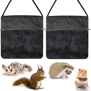 Sweetude 2 Pcs Sugar Glider Bonding Pouch Small Animal Outgoing Sleeping Bag Breathable Small Animal Carry Pouch with Shoulder Strap for Marmosets Squirrels Hamsters and Other Small Pets (Black)