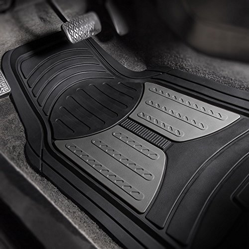 Image of FH Group Automotive Floor Mats - Heavy-Duty Monster Eye Floor Mats for Cars, Universal Fit Full Set, Climaproof Floor Mats, Trimmable Floor Mats for Most Sedan, SUV, Truck Floor Mats Rubber Gray