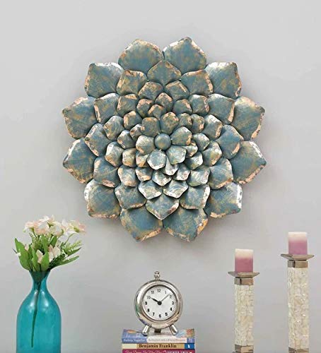 World Decor Dahila Flower Wall Decor (Grey, 24 * 02 * 24 in)