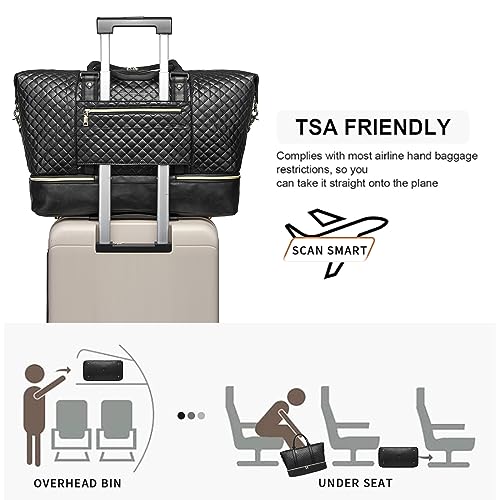 Bolsa de viagem com bolso para sapatos, bagagem de mão, grande, para viagens curtas, esportiva, Pret